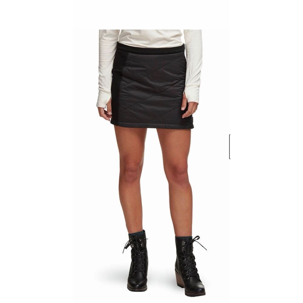 Icebreaker Helix Black Insulated Wool Mini Skirt Medium Side Zipper